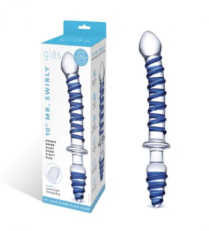 10 Mr. Swirly Double Ended Glass Dildo & Butt Plug