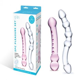 2PC Double Pleasure Glass Dildo Set