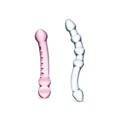 2PC Double Pleasure Glass Dildo Set2