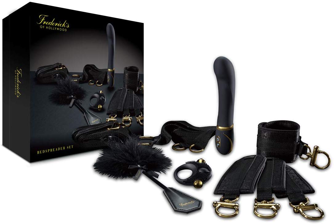 Fredericks of Hollywood Couples Set with Vibe Cuffs Bed Spreader Fredericks of Hollywood Couples Set with Vibe Cuffs Bed Spreader