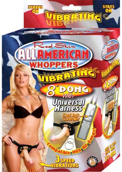 All American Whoppers Vibrating 8 Dong W Universal Harness - Flesh