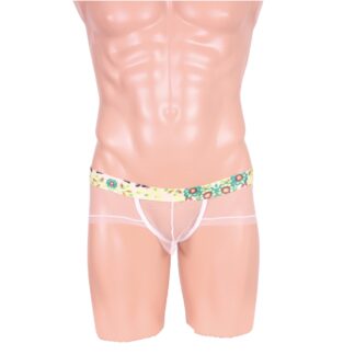 もっこり強調デザインショートトランクス ホワイトフラワー